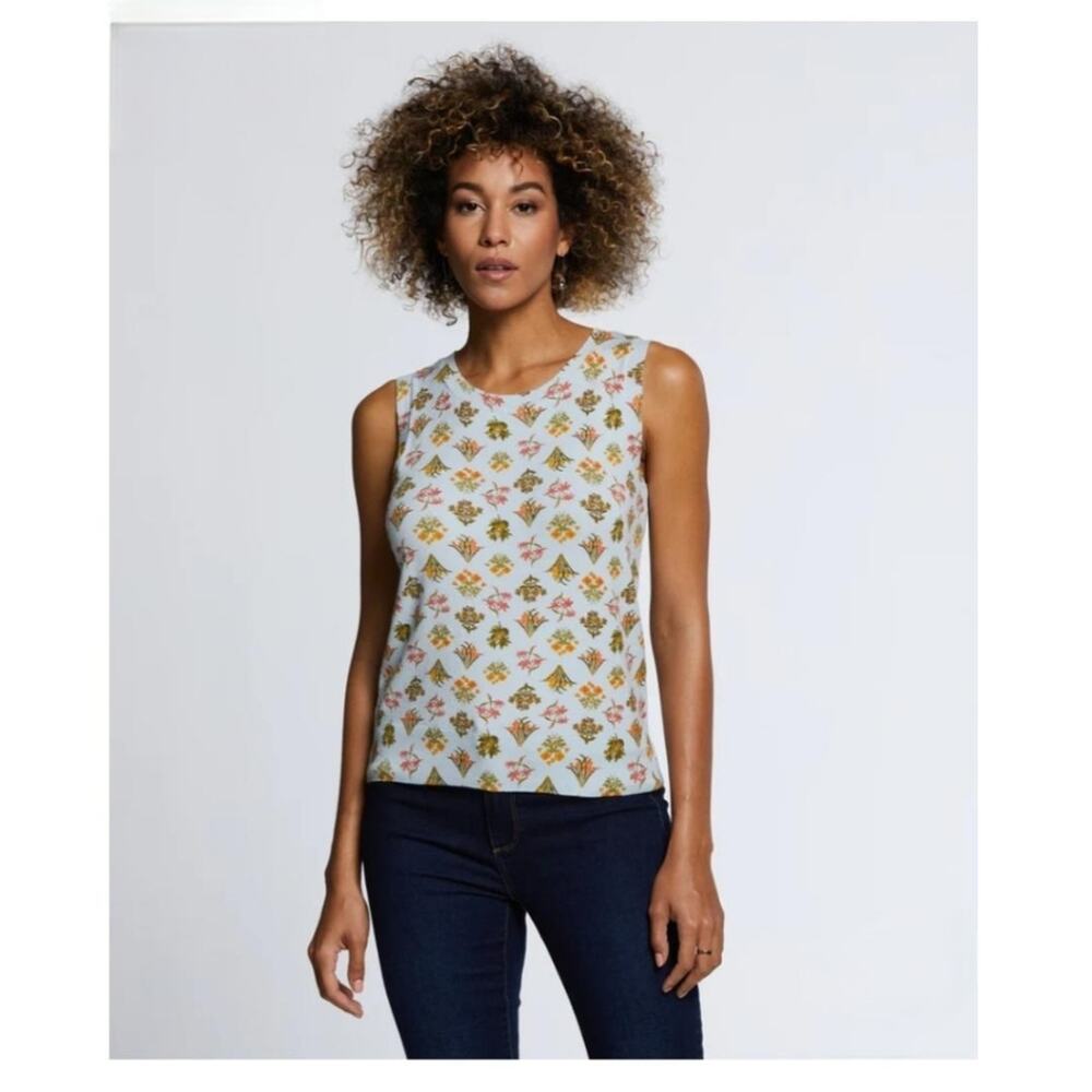 Ella Rafaella Women's Super-Soft Floral Sleeveless Knit Sweater Ballad Blue